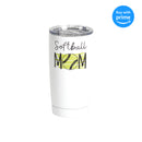 Softball Mom Green 20 ounce Stainless Steel Travel Tumbler Mug with Lid