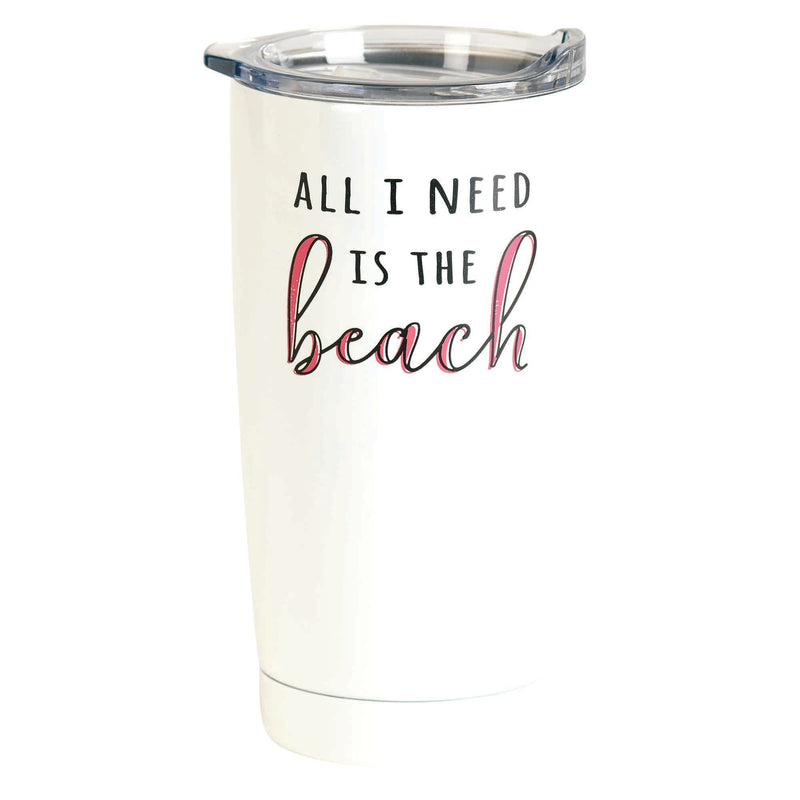 I Need The Beach Classic White 20 ounce Stainless Steel Travel Tumbler Mug