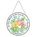 Live Every Moment Floral Clear 6 inch Glass Suncatcher With Suction Cup