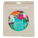 Bloom Where He Plants Blue Mason Jar Flowers 6 x 6 Glass Decorative Sun Catcher with Suction Cup