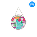 Bloom Where He Plants Blue Mason Jar Flowers 6 x 6 Glass Decorative Sun Catcher with Suction Cup