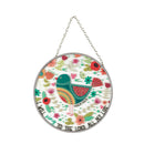 I Will Sing Teal Bird Round 6 x 6 Glass Decorative Sun Catcher with Suction Cup