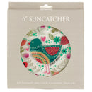 I Will Sing Teal Bird Round 6 x 6 Glass Decorative Sun Catcher with Suction Cup