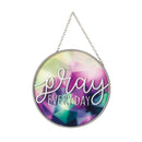 Pray Everyday Purple Geometric 6 x 6 Glass Decorative Sun Catcher with Suction Cup