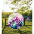 Pray Everyday Purple Geometric 6 x 6 Glass Decorative Sun Catcher with Suction Cup