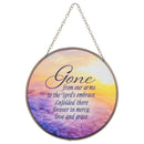 Gone From Our Arms Orange Sunset 6 x 6 Glass Decorative Sun Catcher with Suction Cup