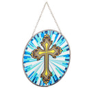 Dicksons Cross Stained Glass Blue and Yellow 6 x 6 Glass Sun Catcher