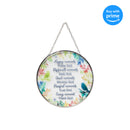 Dicksons Happy Moments Praise Pink Blue Floral 6 x 6 Glass Decorative Outdoor Garden Suncatcher