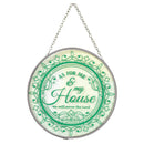 As For Me And My House Floral Clear 6 inch Glass Suncatcher With Suction Cup