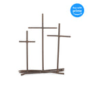 Three Crosses Metal Nail Distressed Brown 8 x 9.5 Metal Table Top Cross Decoration
