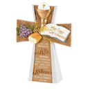 Dicksons My First Communion Cross Gold Tone 4 x 5.5 Resin Stone Tabletop Figurine