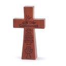 Dicksons My First Communion John 6:35 Woodgrain 7 x 5.5 Resin Stone Table Top Cross