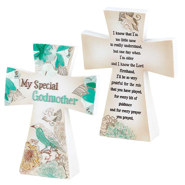 Dicksons My Special Godmother 7 x 5.5 Resin Stone Table Top Cross