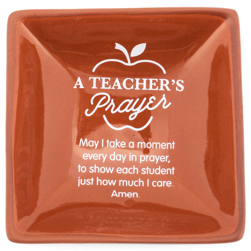 Dicksons A Teacher's Prayer 3 x 3 Terra Cotta Keepsake Decorative Bowl Tray