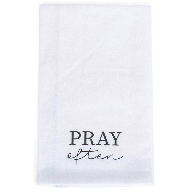 Pray Often Black White 18 x 22 Cotton Decorative Tea Hand Towel Flour Sack