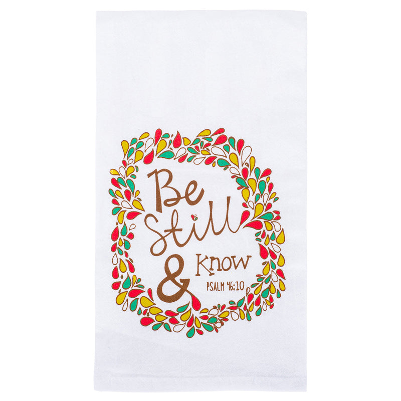 Dicksons Be Still and Know Psalm 46:10 Wreath All Cotton 18 x 22 Kitchen Tea Towel Pack of 2