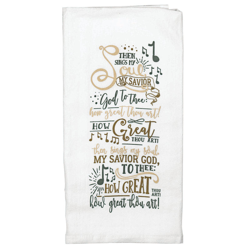 Dicksons How Great Thou Art Chorus White 18 x 22 Flour Bag Style Kitchen Tea Towel