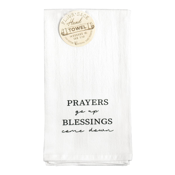 Prayers Up Blessings Black 9 x 11 Cotton Decorative Flour Sack Towel