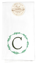 Green Foliage Wreath Monogrammed C 18 x 22 Cotton Decorative Hanging  Hand Towel