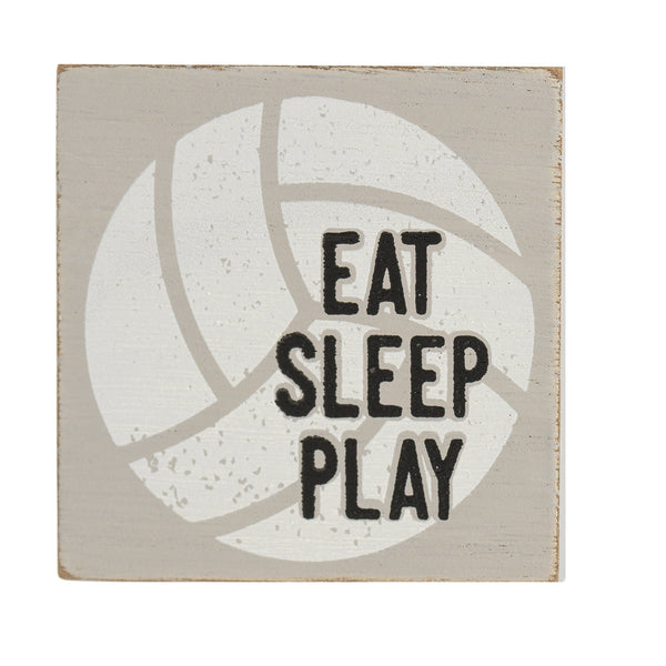 Dicksons Eat Sleep Play White Volleyball 3 x 3 MDF Decorative Wall and Tabletop Sign Plaque