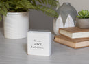 Live Love Believe Distressed White 3 x 3 MDF Decorative Tabletop Block Plaque