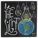 Be The Light World Globe Black 3 x 3 MDF Decorative Tabletop Block Plaque