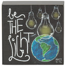 Be The Light World Globe Black 3 x 3 MDF Decorative Tabletop Block Plaque