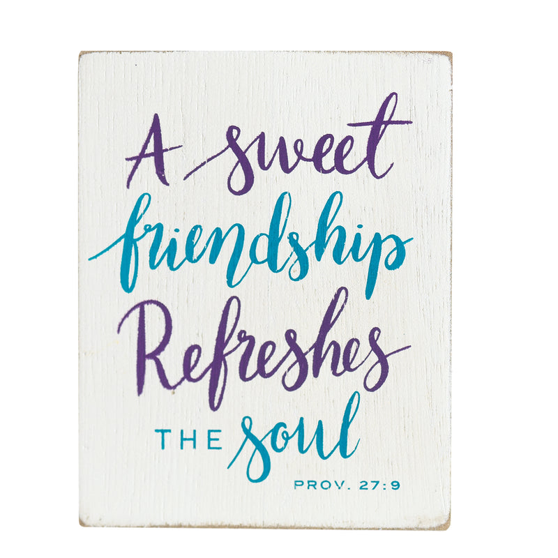 A Sweet Friendship Refreshes The Soul Purple 4 x 3 MDF Decorative Wall Sign Plaque