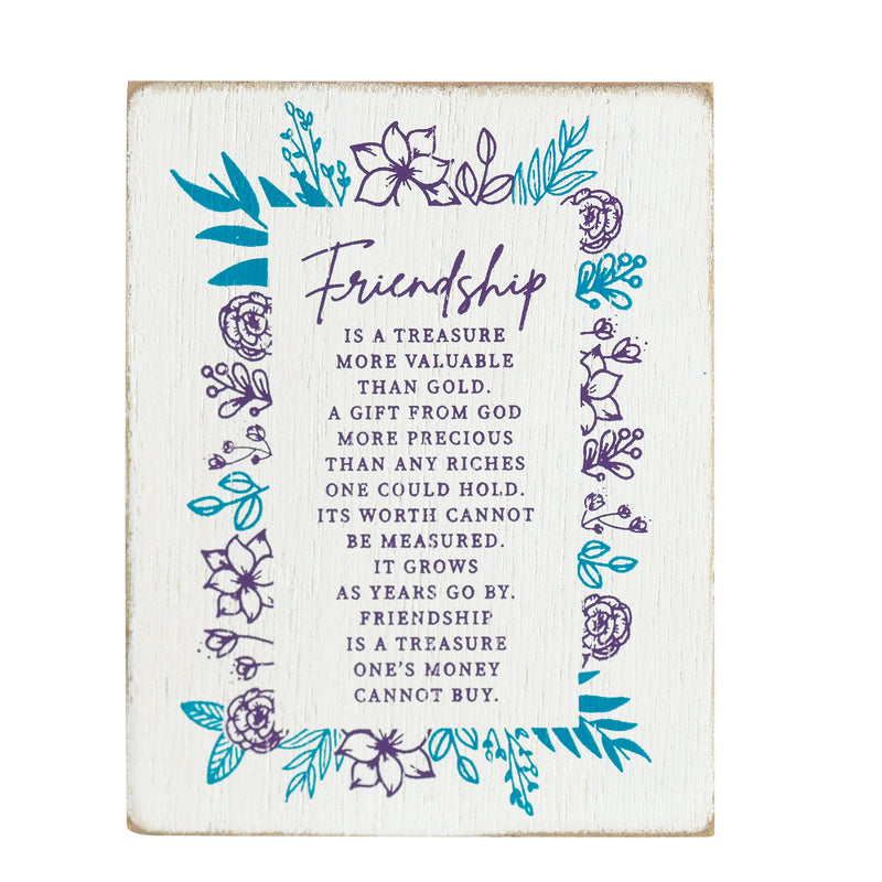 Friendship Treasure Valuable Turquoise 4 x 3 MDF Decorative Wall Sign Plaque