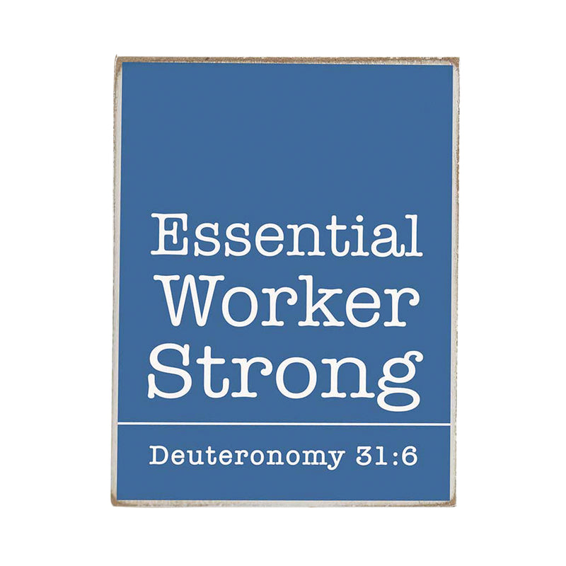 Dicksons Essential Worker Strong Navy Blue 4 x 3 Wood Decorative Tabletop Plaque Sign