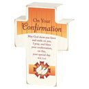 On Your Confirmation Blessing Orange 4 x 3 MDF Wood Tabletop Cross Plaque