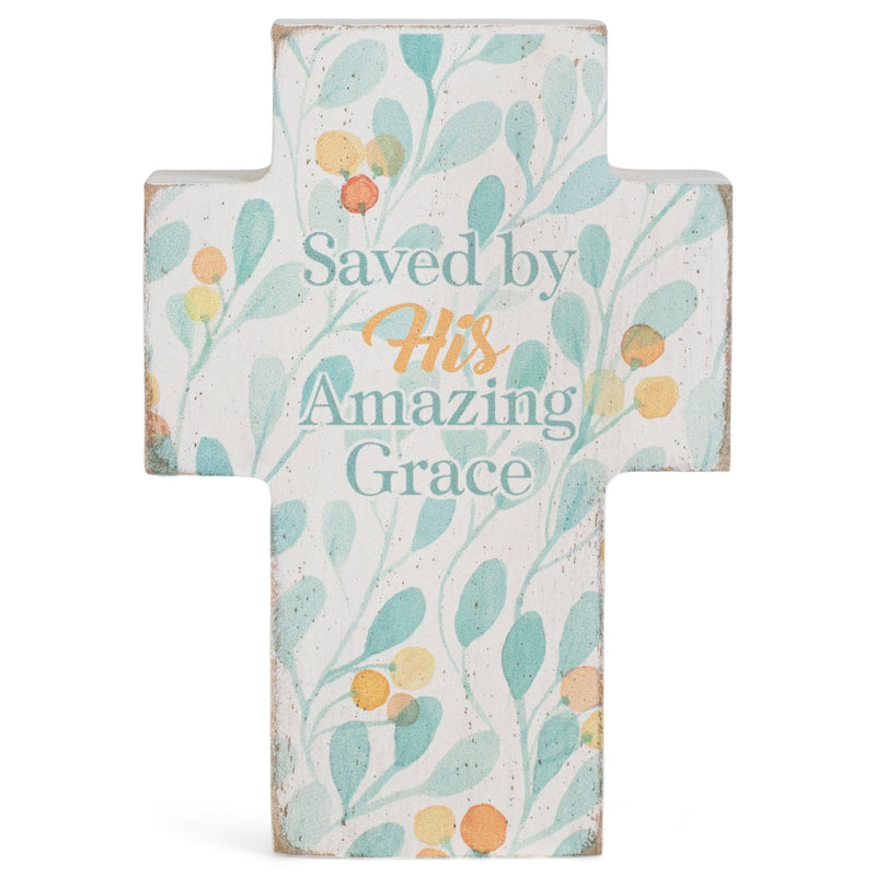 Saved By Amazing Grace Blue Floral 4 x 3 MDF Decorative Wall and Tabletop Frame