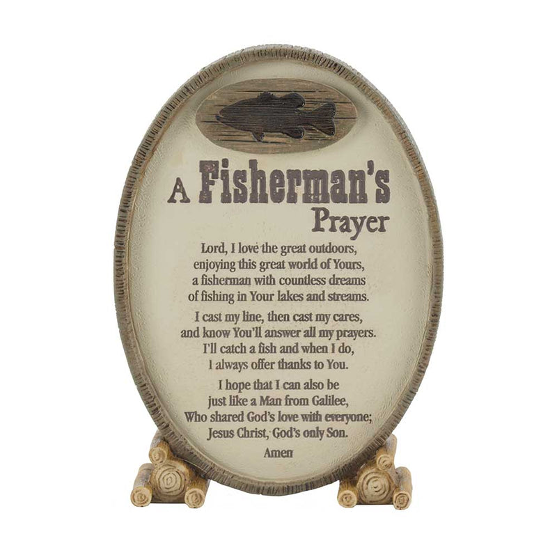 Dicksons A Fisherman's Prayer Oval Shaped Brown 6 x 3.5 Resin Stone Table Top Sign Plaque