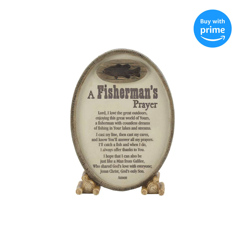 Dicksons A Fisherman's Prayer Oval Shaped Brown 6 x 3.5 Resin Stone Table Top Sign Plaque