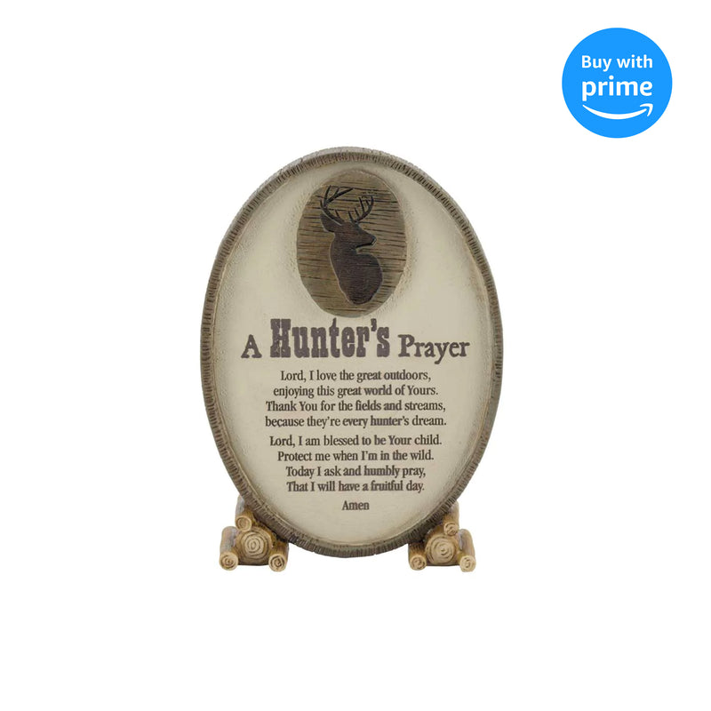 Dicksons A Hunter's Prayer Oval Shaped Brown 6 x 3.5 Resin Stone Table Top Sign Plaque