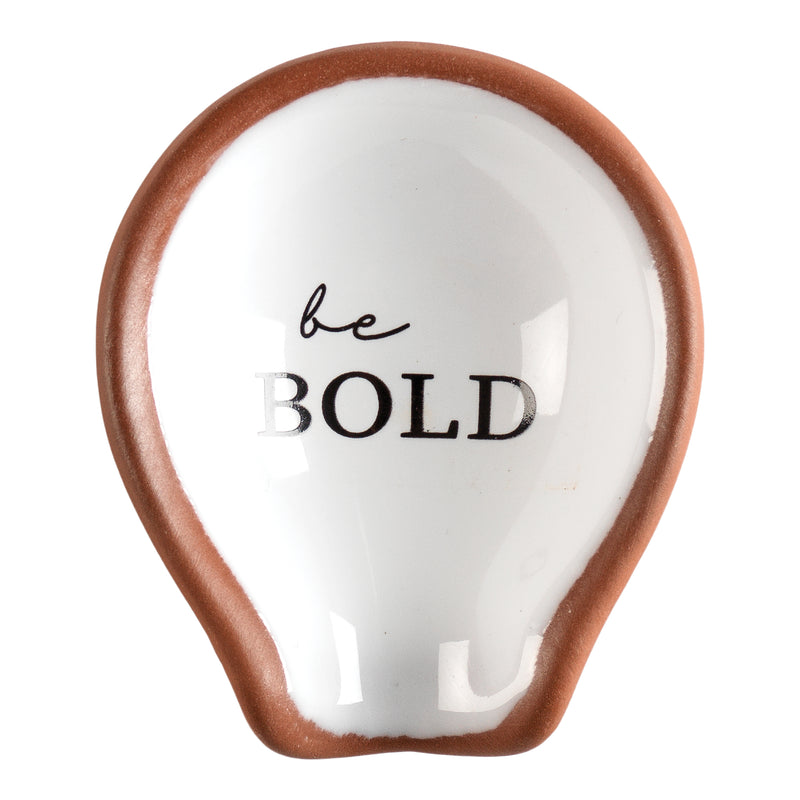 Be Bold Glossy Brown 2 x 3 Terra Cotta Decorative Countertop Spoon Rest