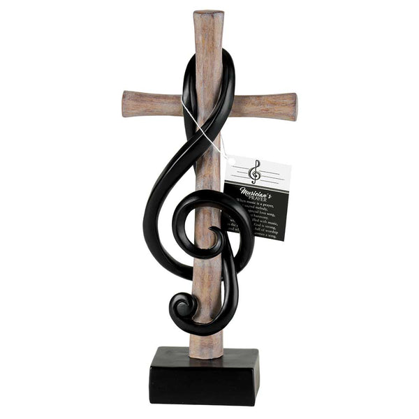 Dicksons Cross with Intertwined Treble Clef 5 x 12 Resin Stone Tabletop Figurine