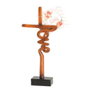 Love Bronzetone Pedestal Cross 7 inch Resin Decorative Tabletop Figurine