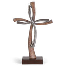 Distressed Natural Brown Silver Tone Double Cross 12 x 7.5 Resin Decorative Wall and Tabletop Frame
