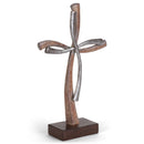 Distressed Natural Brown Silver Tone Double Cross 12 x 7.5 Resin Decorative Wall and Tabletop Frame