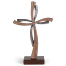 Distressed Natural Brown Silver Tone Double Cross 12 x 7.5 Resin Decorative Wall and Tabletop Frame