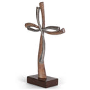 Distressed Natural Brown Silver Tone Double Cross 12 x 7.5 Resin Decorative Wall and Tabletop Frame