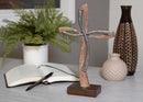 Distressed Natural Brown Silver Tone Double Cross 12 x 7.5 Resin Decorative Wall and Tabletop Frame