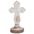 Antiqued Whitewash Cross on Stand 6 x 3 Resin Decorative Wall and Tabletop Frame