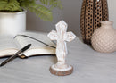 Antiqued Whitewash Cross on Stand 6 x 3 Resin Decorative Wall and Tabletop Frame