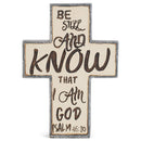 Antiqued Whitewash Cross on Stand 5.5 x 4 Resin Decorative Wall and Tabletop Frame