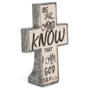 Antiqued Whitewash Cross on Stand 5.5 x 4 Resin Decorative Wall and Tabletop Frame