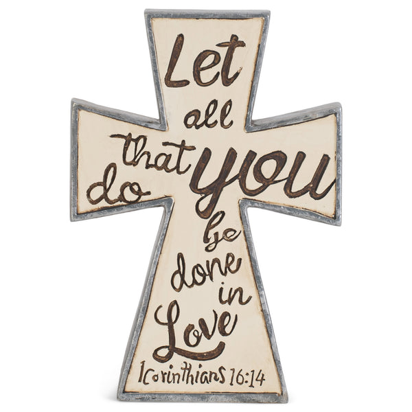 Lord Is My Rock Distressed White Cross 5.75 x 4 Resin Decorative Wall and Tabletop Frame