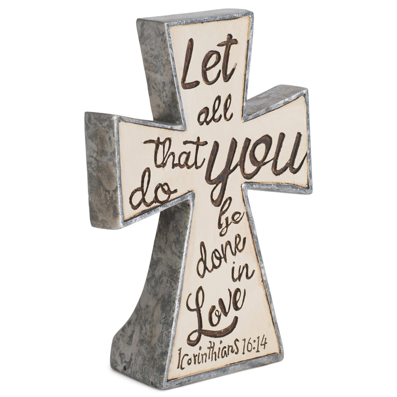 Lord Is My Rock Distressed White Cross 5.75 x 4 Resin Decorative Wall and Tabletop Frame