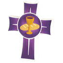 First Holy Communion Purple 5.5 x 4.5 Resin Stone Tabletop Cross Figurine